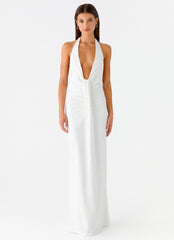 Cheyenne Halter Neck Maxi Dress - Ivory