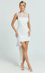 Gianna Mini Dress - High Neck Shift Dress in Ivory