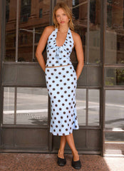 Ask You Twice Top - Blue Mocha Dot