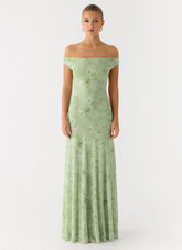Wasting Time Maxi Dress - Blurred Lime