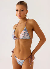Mommae Halter Bikini Top - Aqua Blur