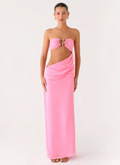 Falling Forever Strapless Beaded Maxi Dress - Pink