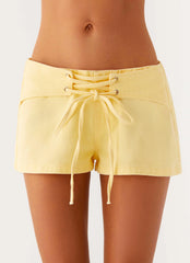 New Yorker Denim Mini Shorts - Yellow