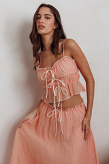 Maidens Tie Detail Overlock Top Apricot