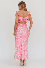 Second Chances Ruffle Trim Maxi Dress Floral Pink