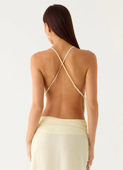 Sweet Charm Cowl Neck Top - Ivory