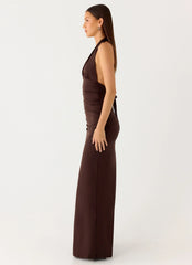 Ilaria Halter Maxi Dress - Chocolate