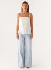 Lucie Mae Linen Top - White