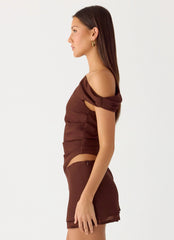 Stereotype One Shoulder Top - Chocolate