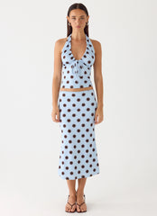 Ask You Twice Top - Blue Mocha Dot