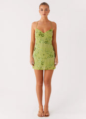 Vietta Sequin Cami Mini Dress - Lime
