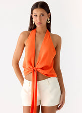 Right Back Halter Top - Orange