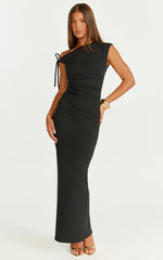 Belle Maxi Dress - Tie Shoulder Detail Dress in Black