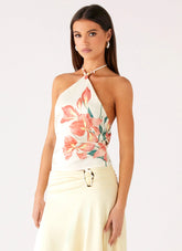 Loreta Beaded Tie Back Top - Siena Floral