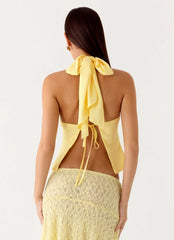 Maddox Scarf Top - Lemon