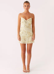 Vietta Sequin Cami Mini Dress - Yellow