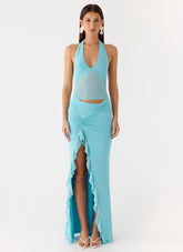 Last Sequence Maxi Dress - Aqua Blue