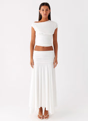Liana Ruched Maxi Skirt - White