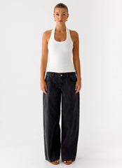 Nauton Ribbed Halter Top - White