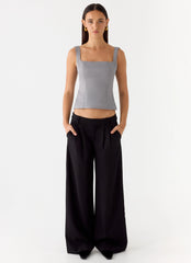 False Start Top - Smoke Grey