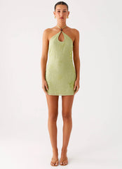 Kiara Beaded Mini Dress - Mint