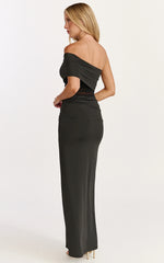 Riley Maxi Dress - Gathered Over Bust Dress in Black