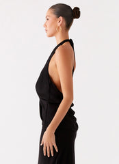 Michaella Chiffon Twist Top - Black