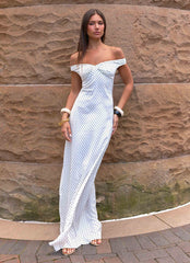 Melany Maxi Dress - White Polkadot