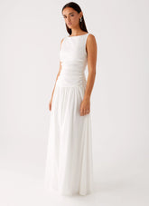 Carmel High Neck Maxi Dress - White