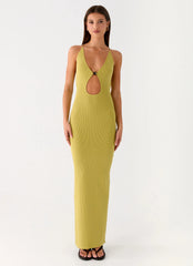 Hold On Tight Knit Maxi Dress - Olive