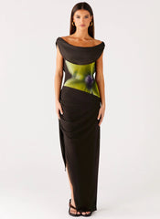 Good Fortune Maxi Dress - Lime Flower