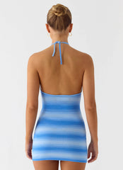 Tini Knit Halter Mini Dress - Cerulean