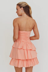 Destini Strapless Layered Frill Mini Dress Blush