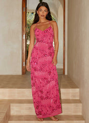 Vietta Sequin Cami Maxi Dress - Fuchsia