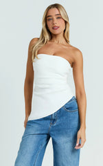 Off-White Strapless Asymmetrical Gathered Top