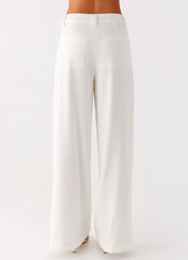 Delong Low Rise Linen Pants - White