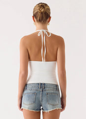 Roll Out Halter Top - White