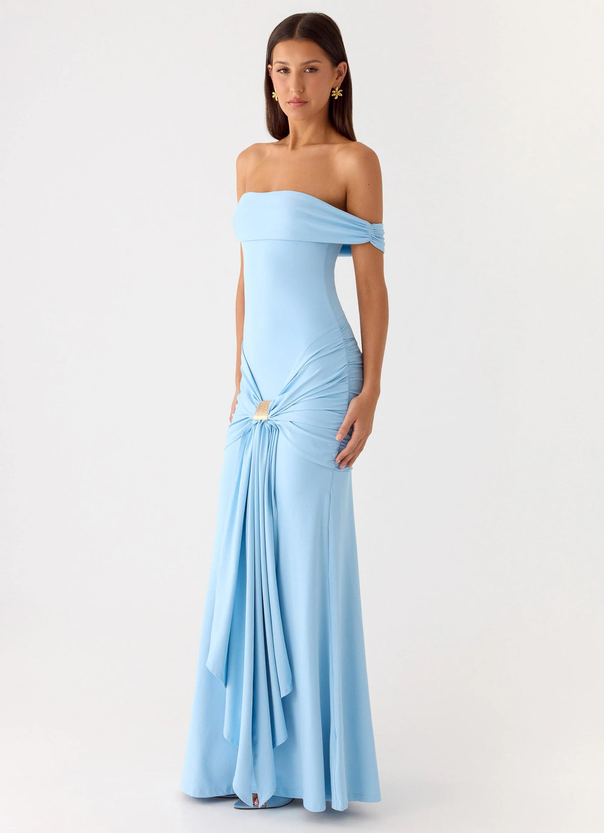 Vee Bardot Maxi Dress - Blue