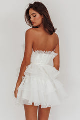 Bon Bon Tiered Organza Mini Dress White
