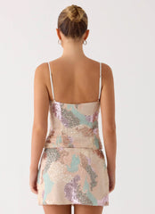 Elyna Beaded Top - Swirl Sequin