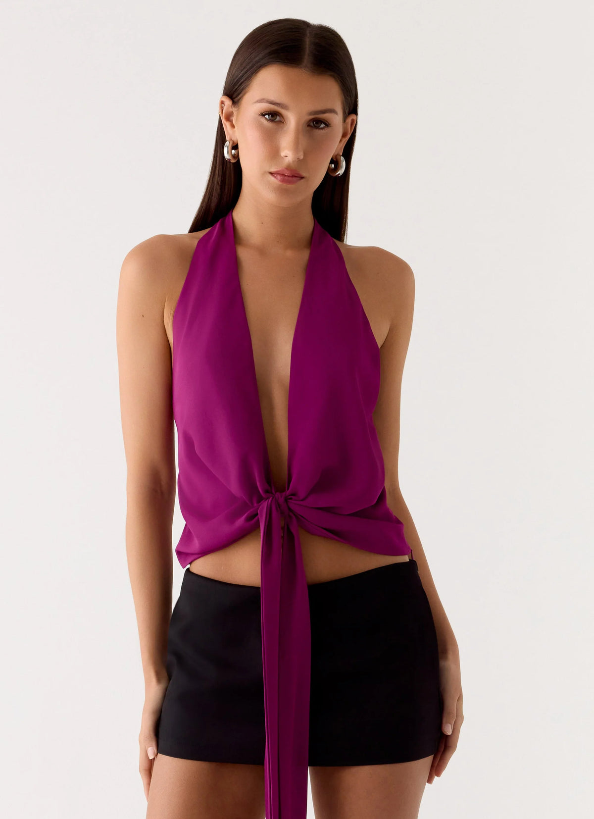 Right Back Halter Top - Maroon