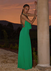 Tropic Muse Beaded Cowl Maxi Dress - Green