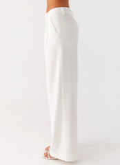 Delong Low Rise Linen Pants - White