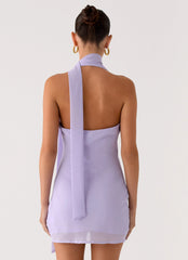 Melisande Scarf Neck Mini Dress - Lavender