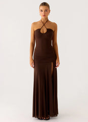 Callie Ruched Maxi Dress - Chocolate