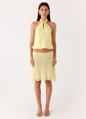 Maddox Scarf Top - Lemon