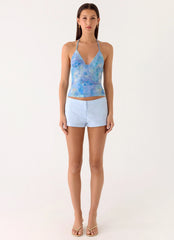 All At Once Halter Top - Aqua Paisley