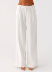 Delong Low Rise Linen Pants - White