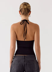 Roll Out Halter Top - Black