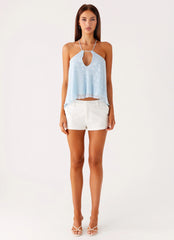 Delong Low Rise Linen Shorts - White